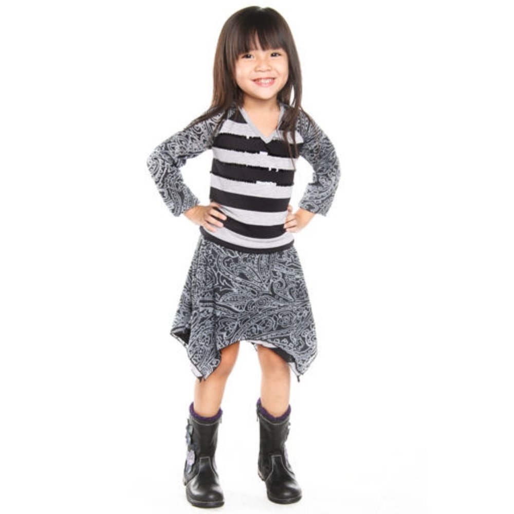 Haven Girl‎ Street Style 2pc Striped Top/ Hi-Low Girls Skirt Outfit 10 12 14 Y2K